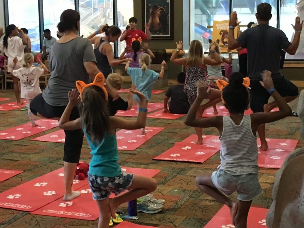 Kids doing yoga - Great Wolf Lodge Spooktacular