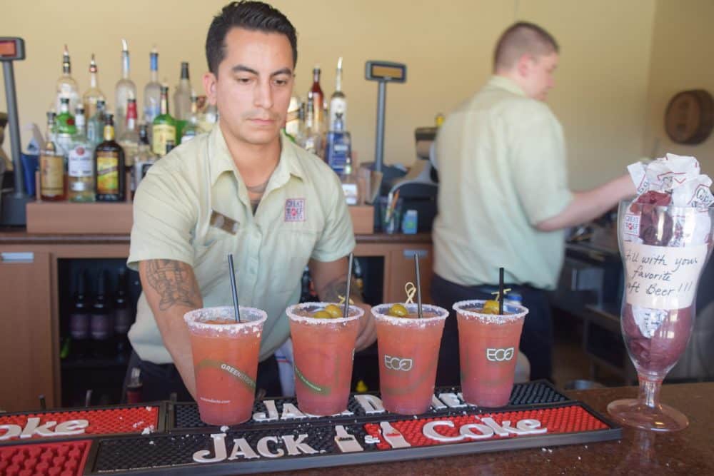 bartender making 4 bloody marys - Great Wolf Lodge Spooktacular