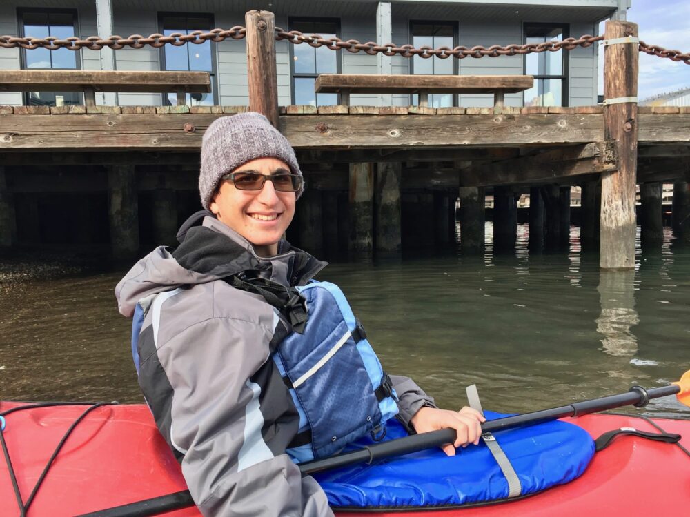 teen in kayak - kayak tour san francisco bay with teens