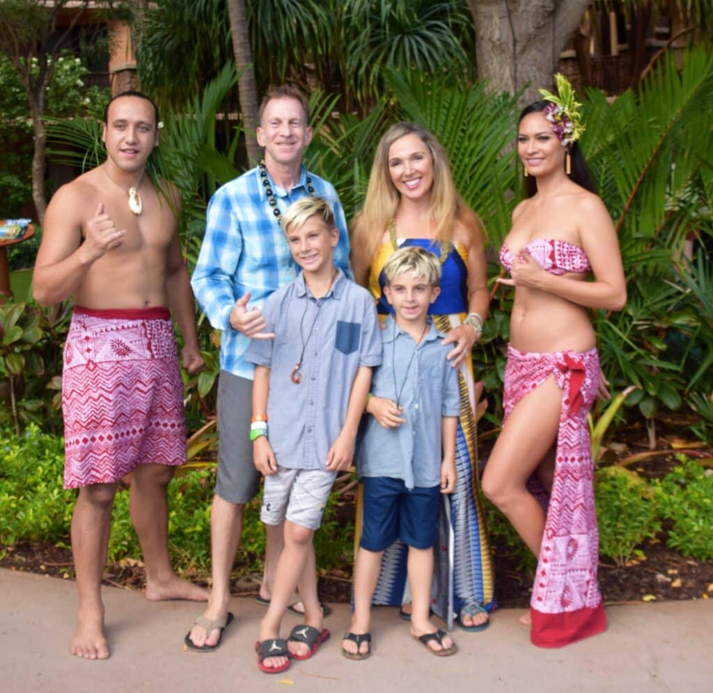 Aunties and Uncles welcomes us to Aulani's Disney resort and spa “Ka Wa’a” (canoe) Luau
