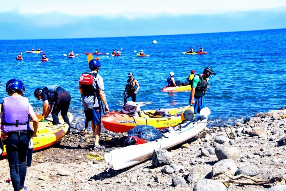 Landing at Scorpion ranch Santa Cruz island Ventura - cave kayaking channel islands