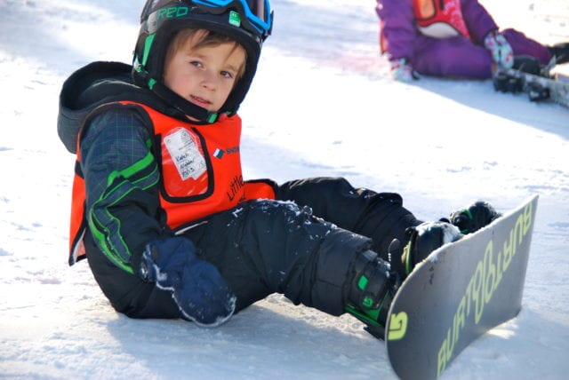 snowboarding kid at lake arrowhead winter fun