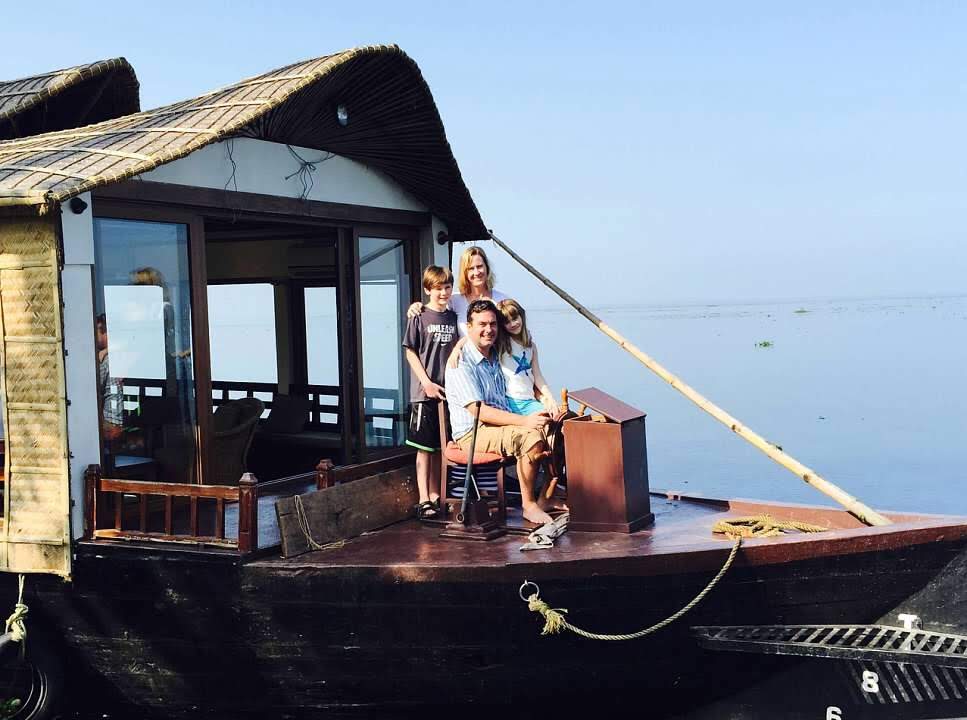 Family on a houseboat on kerala - volunteer family tourism in India - A Magical Family Adventure in India