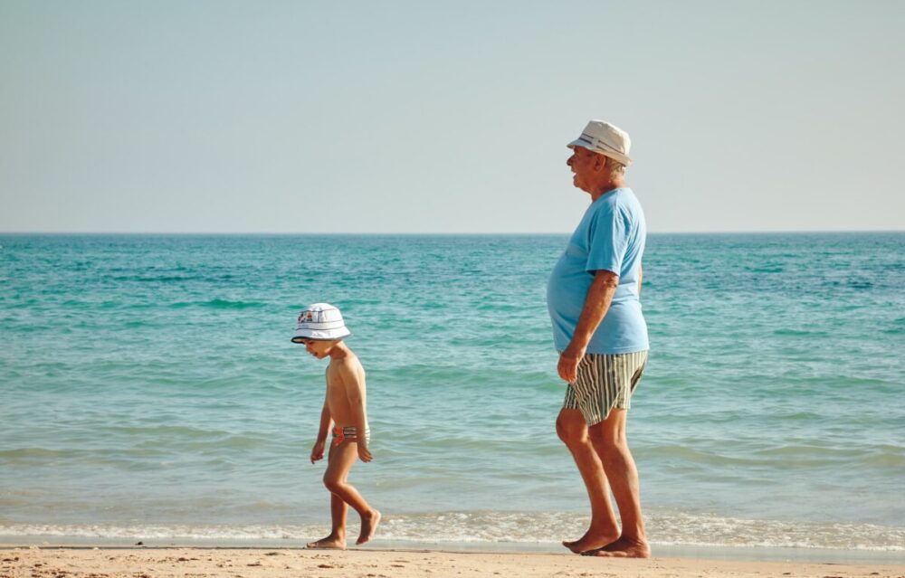 Beach, Grandparents, Toddler