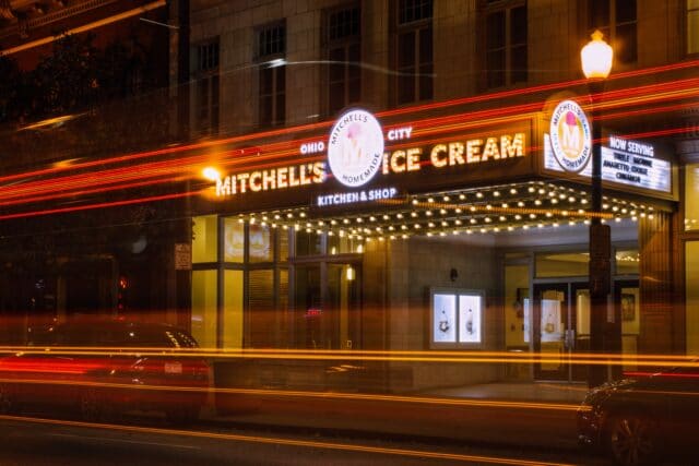 Photo of the store front for Mitchells ice cream
