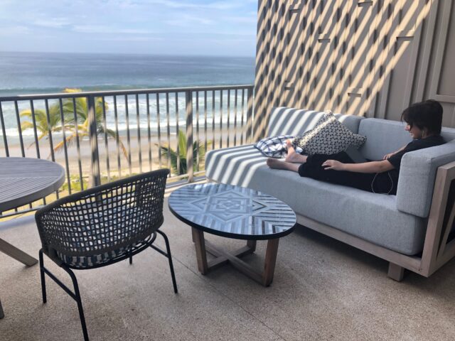 studying hard at the conrad punta de mita resort in mexico - riviera nayarit