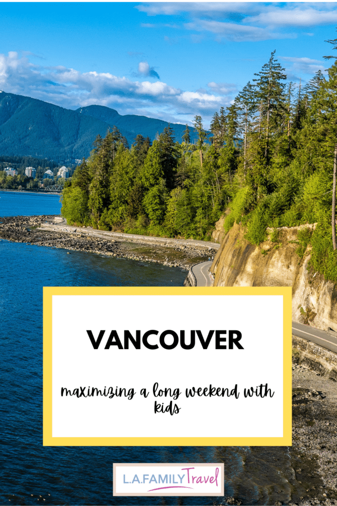 Stanley Park Skywall, with conifers on one side and the ocean on the other. vancouver with kids how to spend the best long weekend family travel