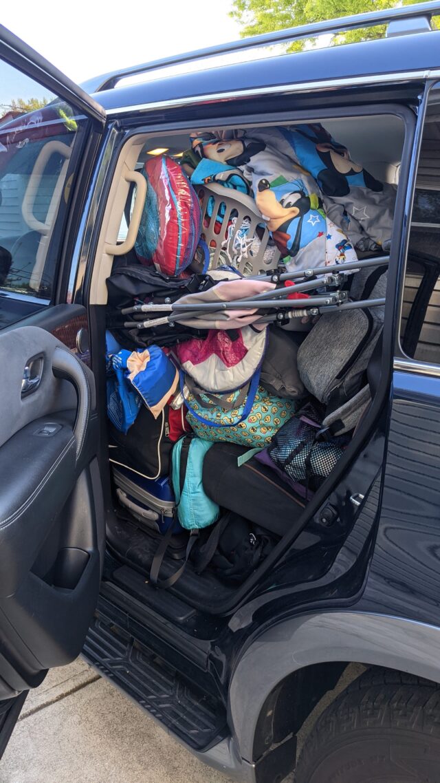 Our SUV packed to the roof with all the gear we needed for our crazy road trip adventure. Packing for a road trip.