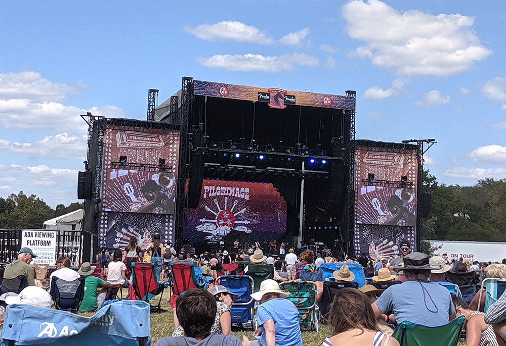An audience at the outdoor Pilgrimage Music Festival in Franklin, TN during the fall. One of the best family activities in Franklin, Tennessee.