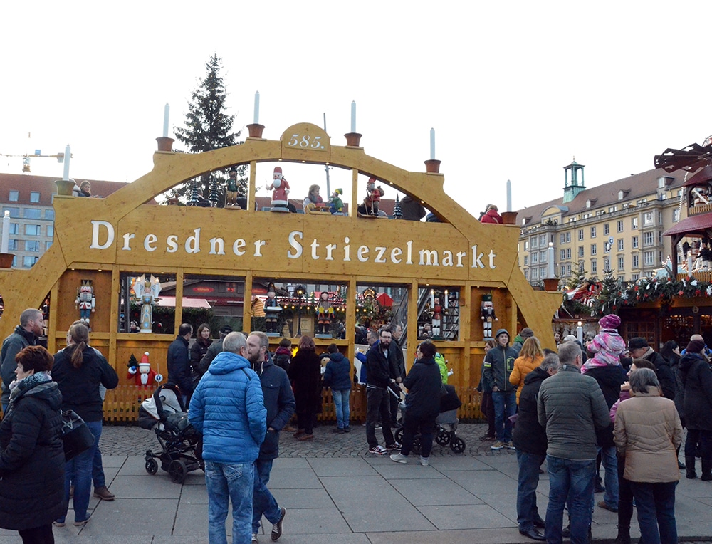 The entrance to Dresden's Streizelmarkt, one of the best Christmas markets in Europe.