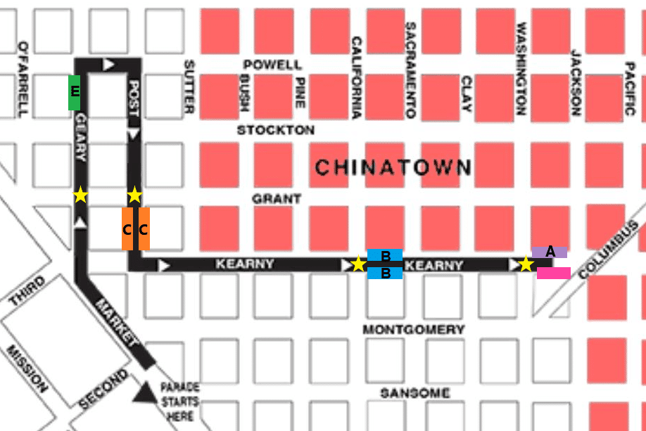 Map Of SF Chinese New Year Parade - Best Fun SF Chinese New Year.