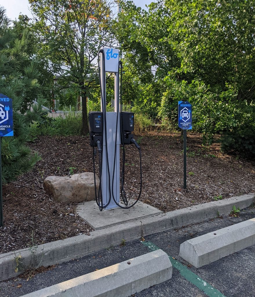 An EV car charger at the Cincinnati Zoo - Tips for Taking a Family Road Trip with an Electric Vehicle