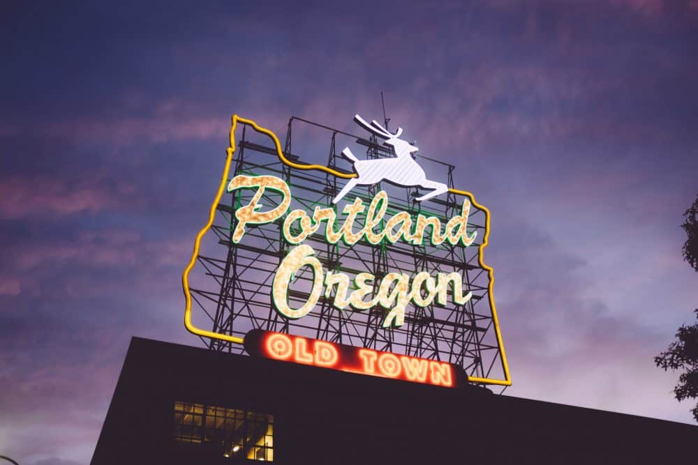 The sign in Portland, Oregon can be seen for miles.