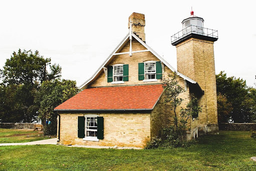Eagle Bluff Lighthouse in Door County, Wisconsin. Romantic vacation idea. 