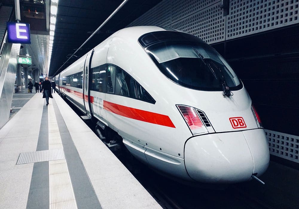 Germany's fast Deutsche Bahn trains are an eco-friendly way to travel around Europe. 