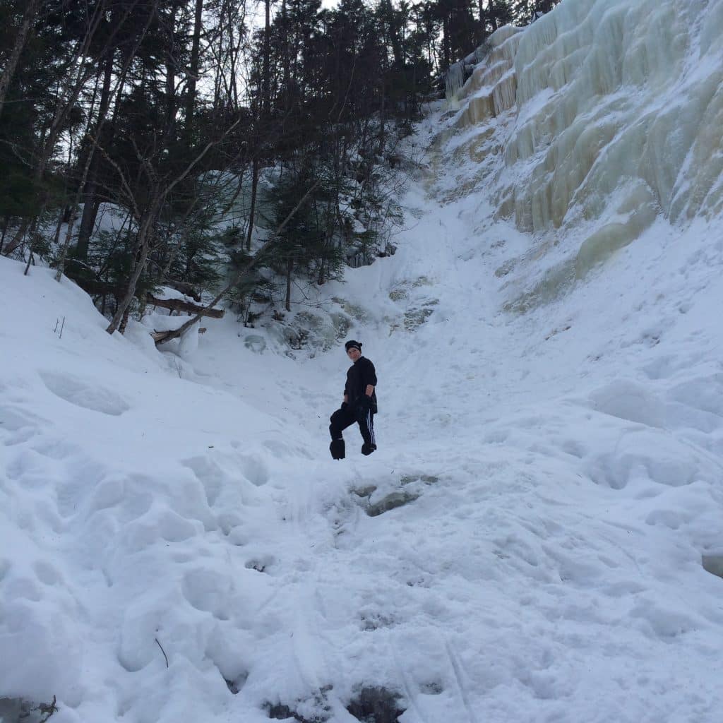 Frozen cascade at Arethusa Falls - 13 Best Hikes In New England For Families
