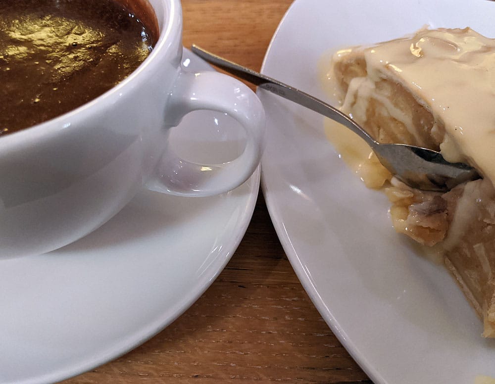 Hot cocoa and applestrudel at Milchbar Penguin will be a hit for families with kids.