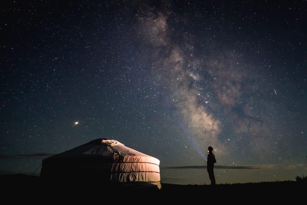 Admiring the Santa Fe, NM Night Sky from a Yurt.// Top Things To Do in Santa Fe, NM with Kids