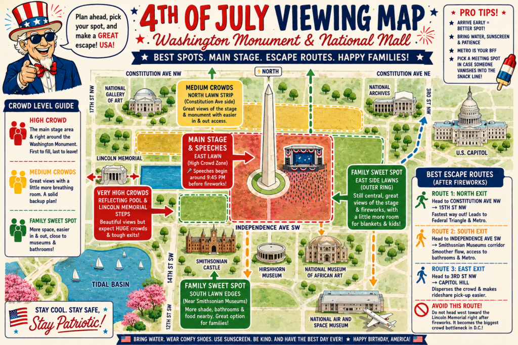 4th of july viewing map and escape routes