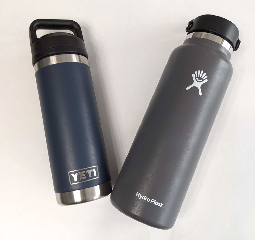 Reusable water bottles from Yeti and HydroFlask are eco-friendly options