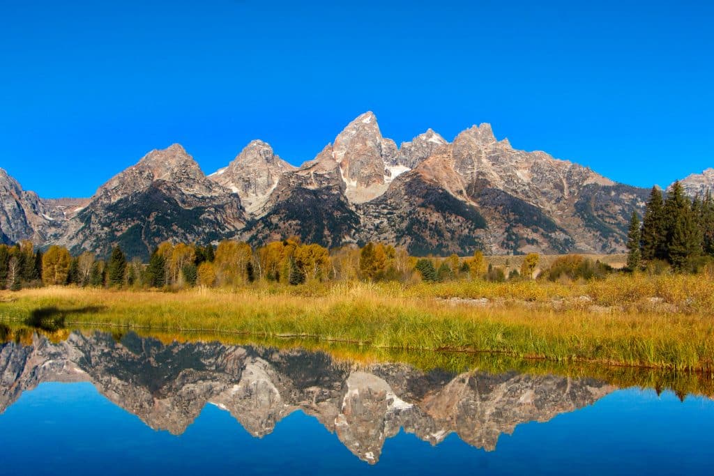 The towering mountains at Grand Tetons National Park