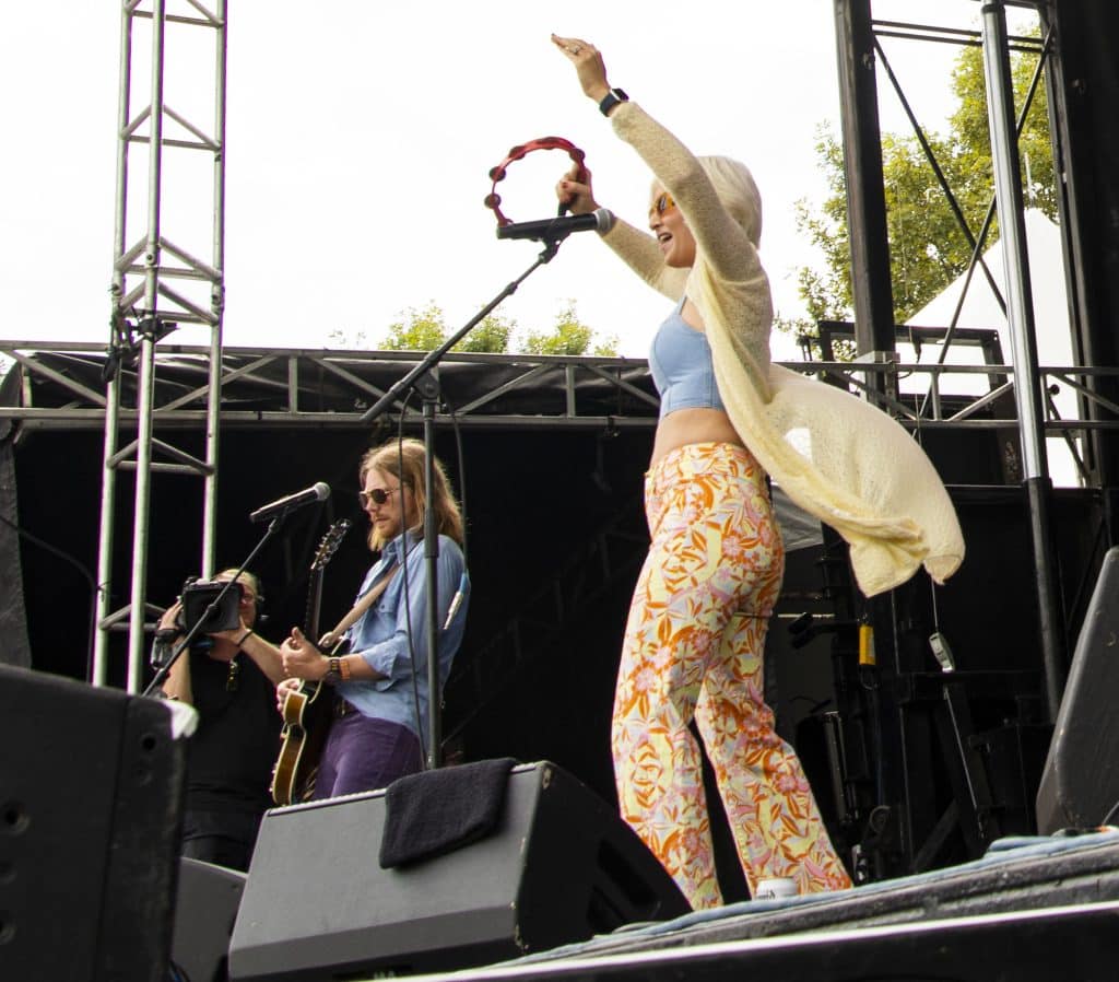 Maggie Rose performs on stage at the Moon River Festival.