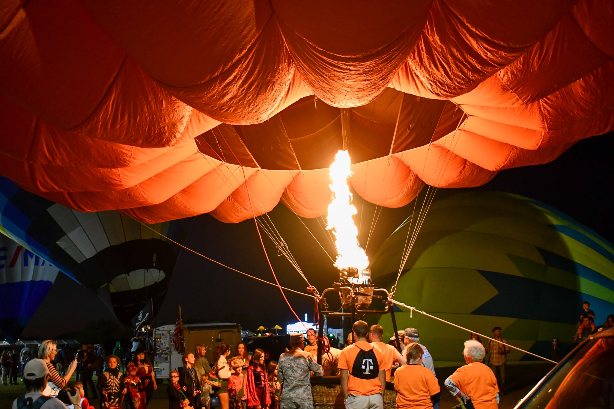 Hot air balloon is inflated.