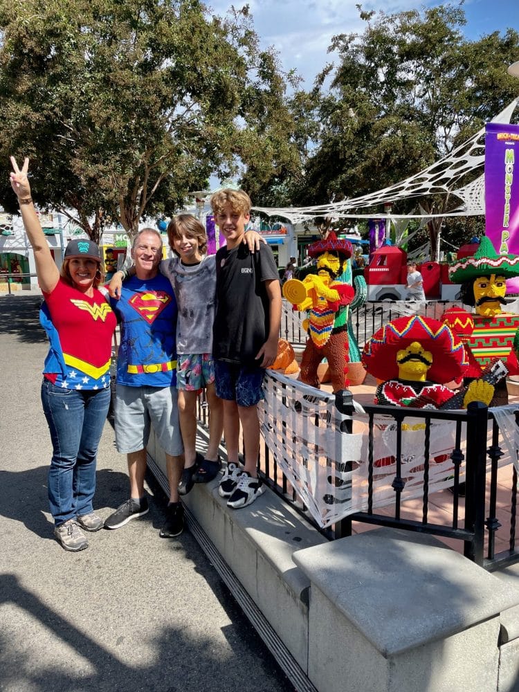 family in costume at Legoland - halloween in la