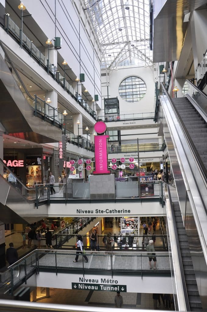 stores in the underground city in montreal, quebec, canada