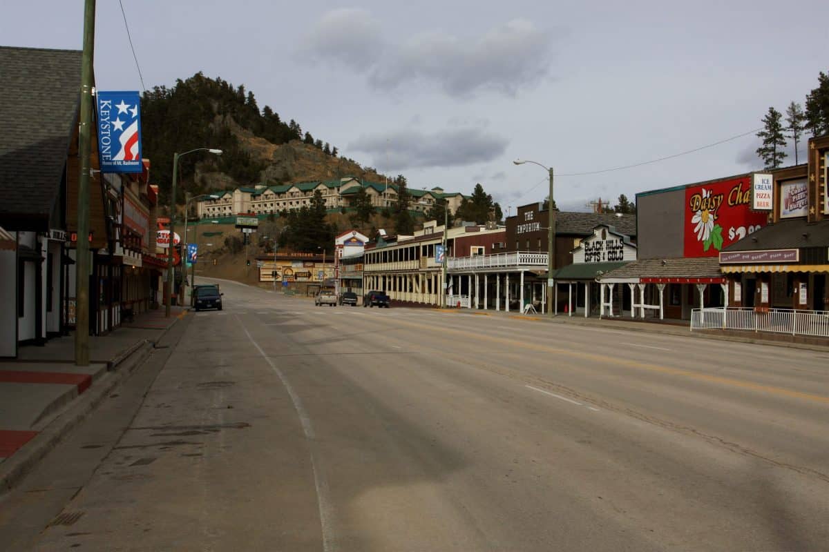 The main street of Keystone, South Dakota, looks a bit like a Hallmark holiday paradise with its historic, old buildings.