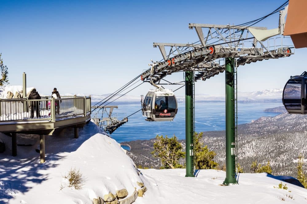 Heavenly ski resort Gondola sightseeing deck on a sunny day - Lake Tahoe In December