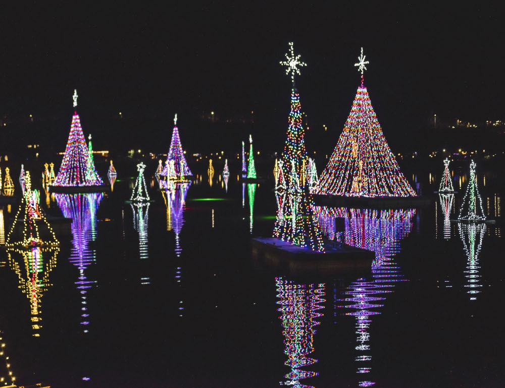 The Lighting of the Bay at Newport Dunes in Newport Beach, California. Holiday Lights Near Me.