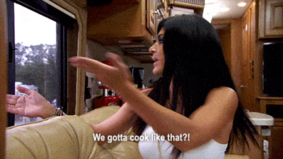 real housewives cooking gif - family camping trip with kids