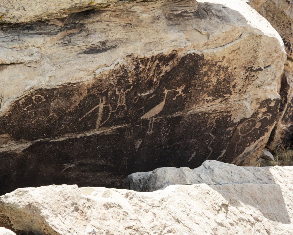 Petroglyphs on a rock at Petrified Forest National Park - Petrified Forest National Park