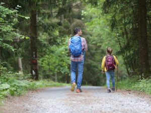 two people hiking