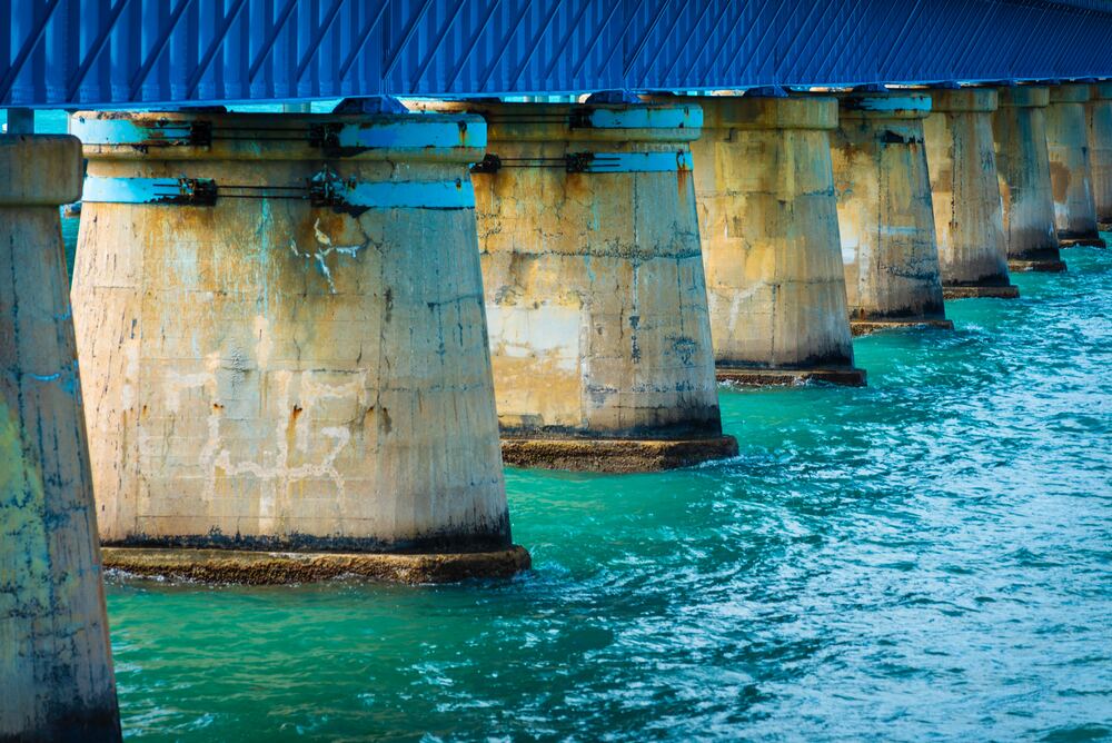 Seven Mile Bridge stands in water - Florida family vacations, budget