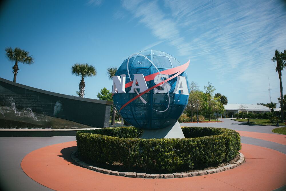 NASA sign at Kennedy Space Center - Florida family vacation, budget