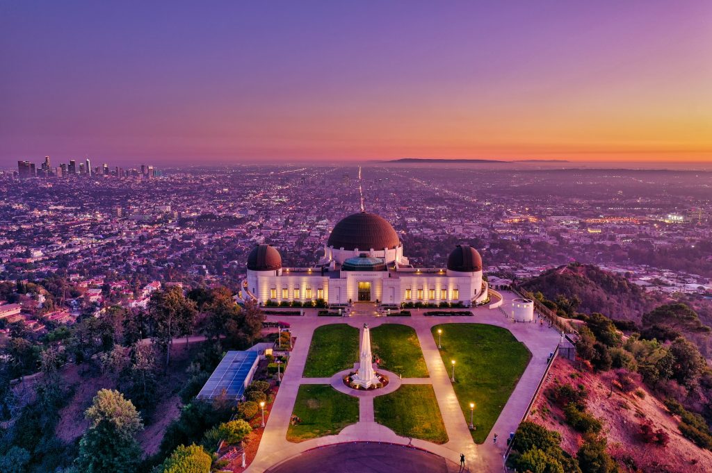 Griffith Observatory at twilight - best places to stay in los angeles for families