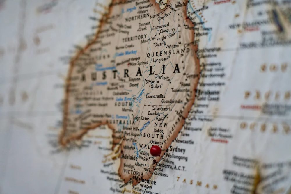 Picture of Australia on a map