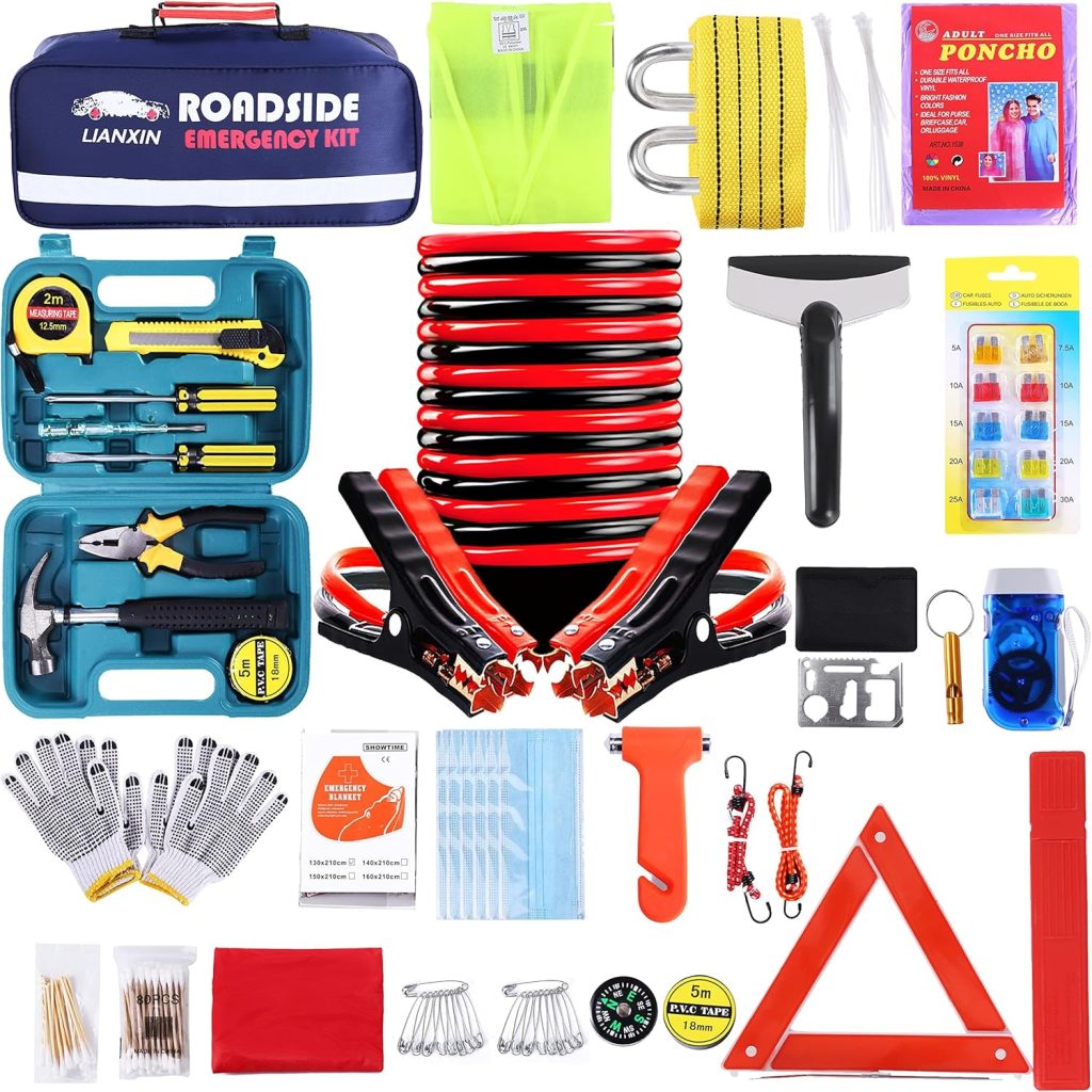 collage of car emergency supplies