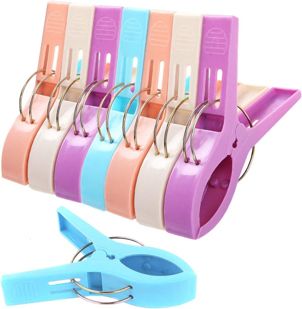 pastel colored towel clips