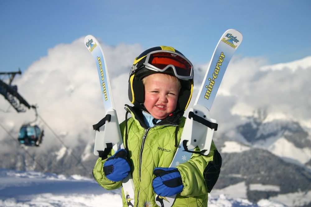Child learning to ski
