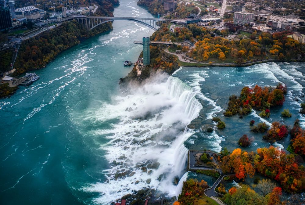 View of Niagara Falls and trees - Niagara Falls in winter