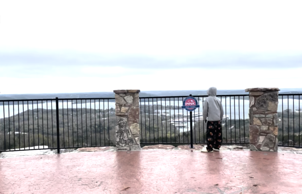 Boy looking from Baird Mountain - Branson family vacations