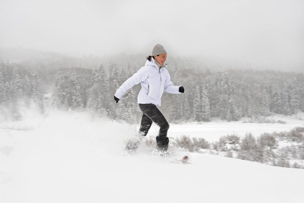 woman snow shoeing in Dulton CO -Dulton Hot Springs