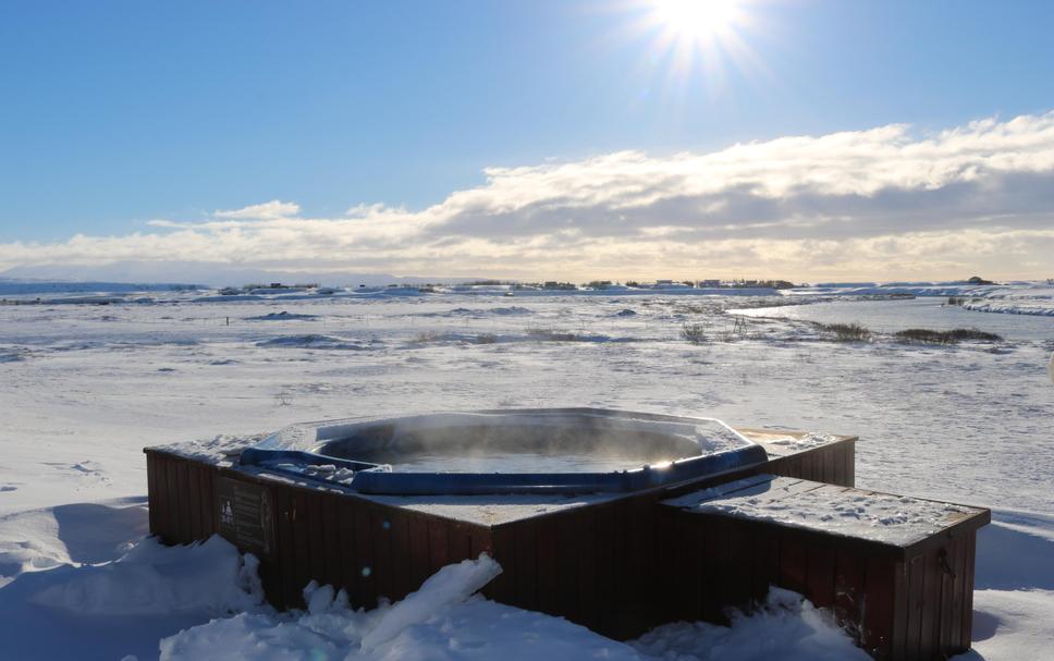 hot tub in the middle of a snowy work