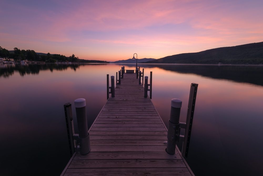 dock at sunset - family lake resorts
