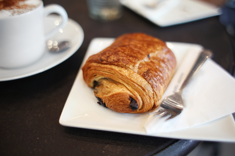chocolate croissant with coffee -hotel champlain
