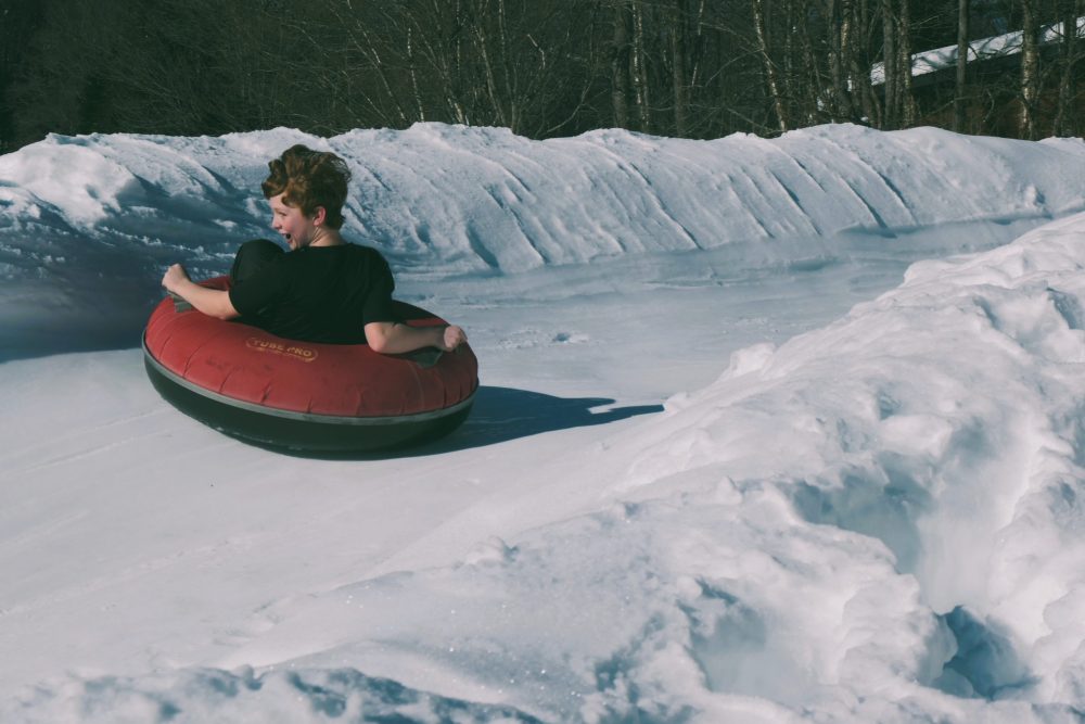 Sledding in a tshirt. -Quebec