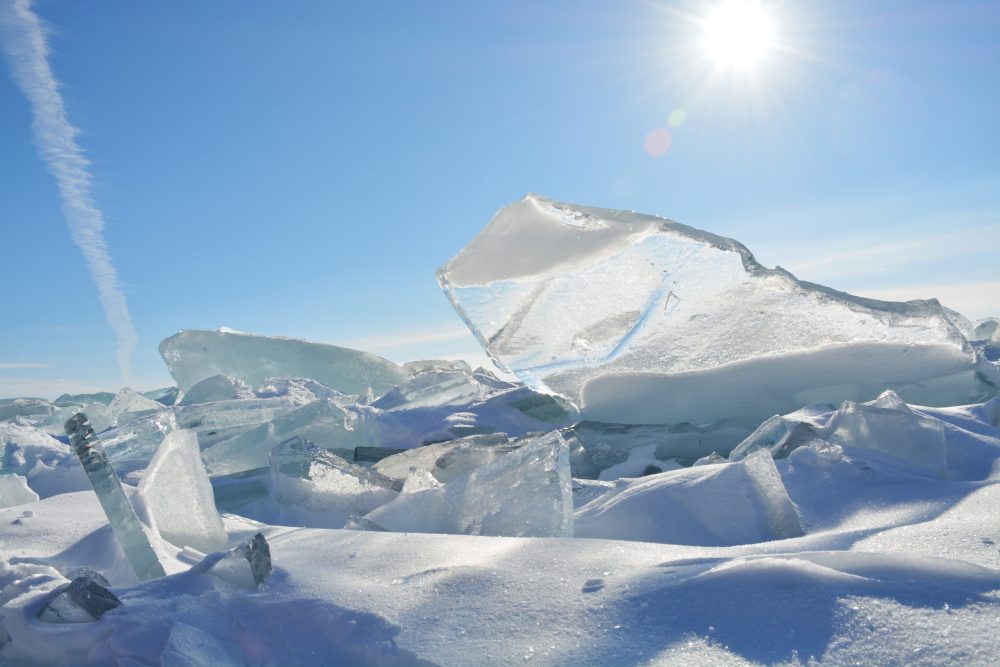 A frozen Lake Superior. -Ice Caves